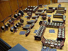 Javanese gamelan instruments.